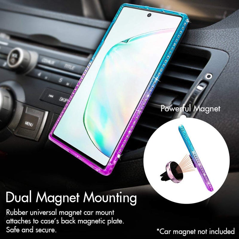 Silverback for Galaxy Note 10 Plus Case, Moving Liquid Holographic Sparkle Glitter Case with Kickstand, Girls Women Bling Diamond Ring Slim Protective Case for Samsung Galaxy Note 10 Plus 5G -Purple - Image 4